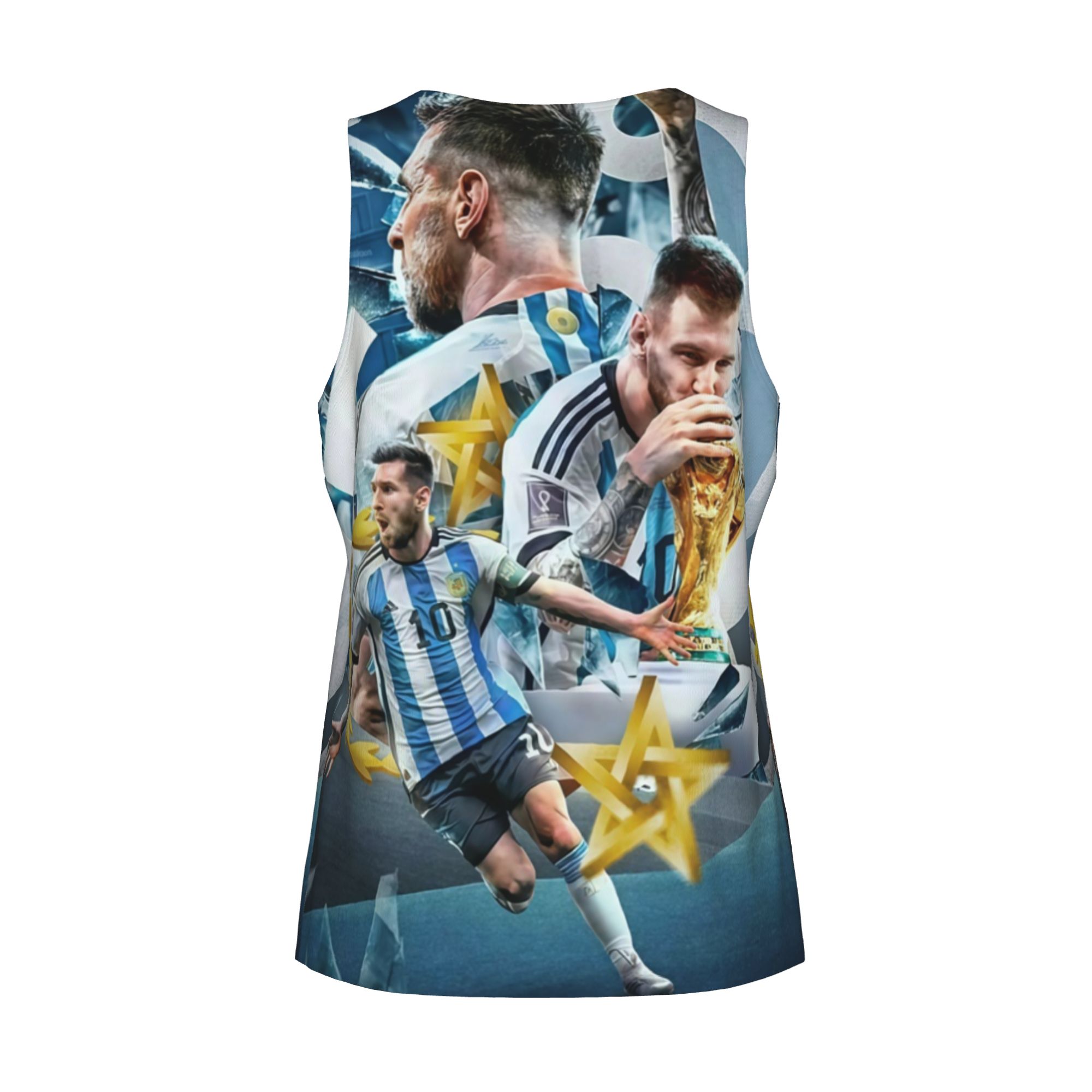 Argentina Messi Kissing World Cup Trophy Graphic Fan Tank Top Messi Argentina 3 Stars Trophy All Over Print Streetwear Tank Breathable summer leisure sports