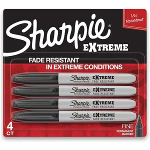 Sharpie Extreme Permanent Marker, Fine Point, Black, 4 Count
