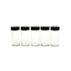 Orii 3 oz. Round Utility Storage and Spice Jar with Black Lid - Set of 5