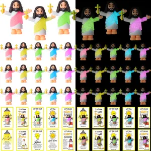 30 Sets Mini Jesus Glowing Jesus Figurines for Easter Theme Party Favors Original Design Sunday School Gift Easter Egg Stuffers Creative Gift for Christian Baptism Family Friends