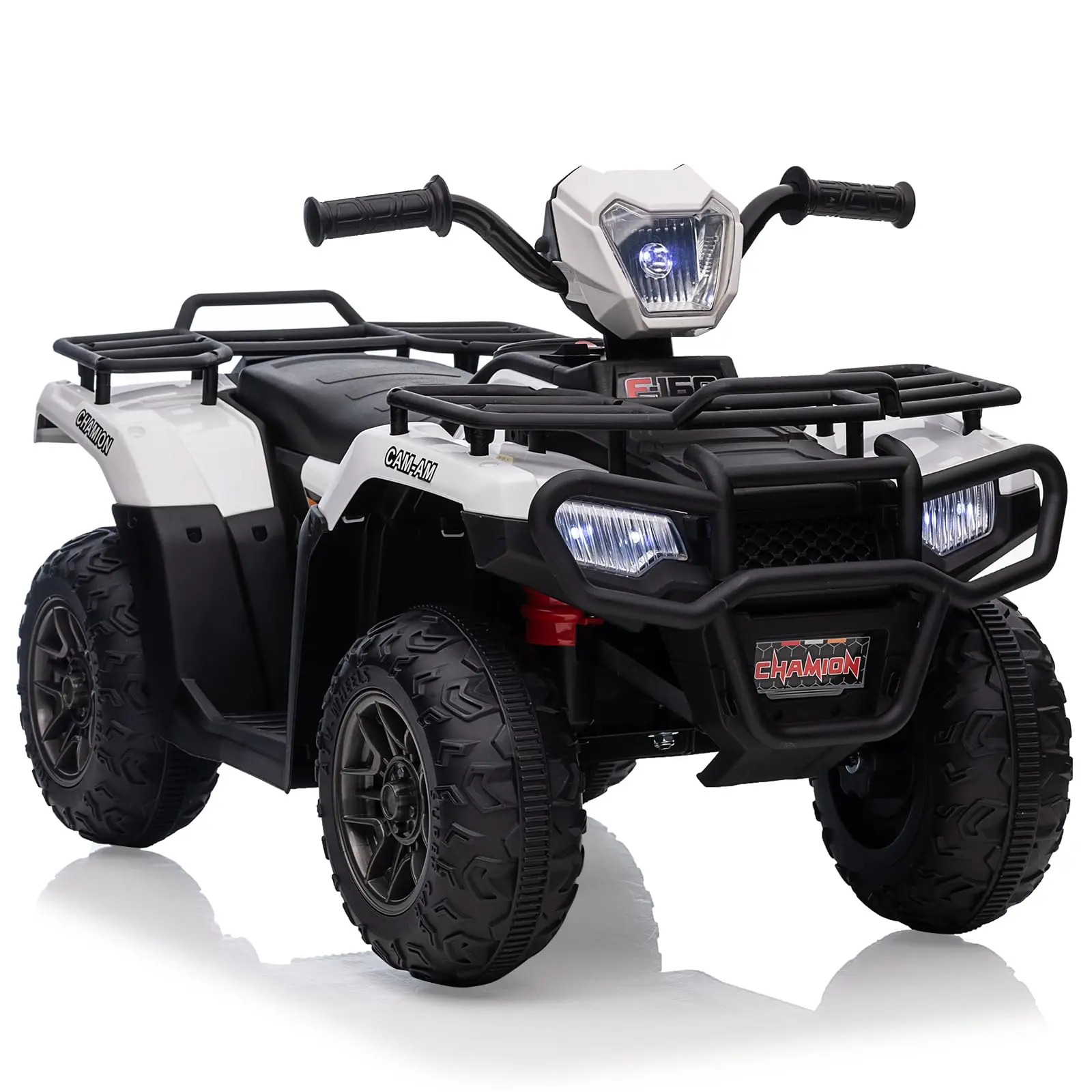 GARVEE 12V Battery-Operated Ride On ATV Quad Toy for 3-6 Year Olds, White - Bright Headlights, LED Lights, High-Low Speed, Built-In Music, USB Connectivity, Forward-Backward Motion, Safety Features