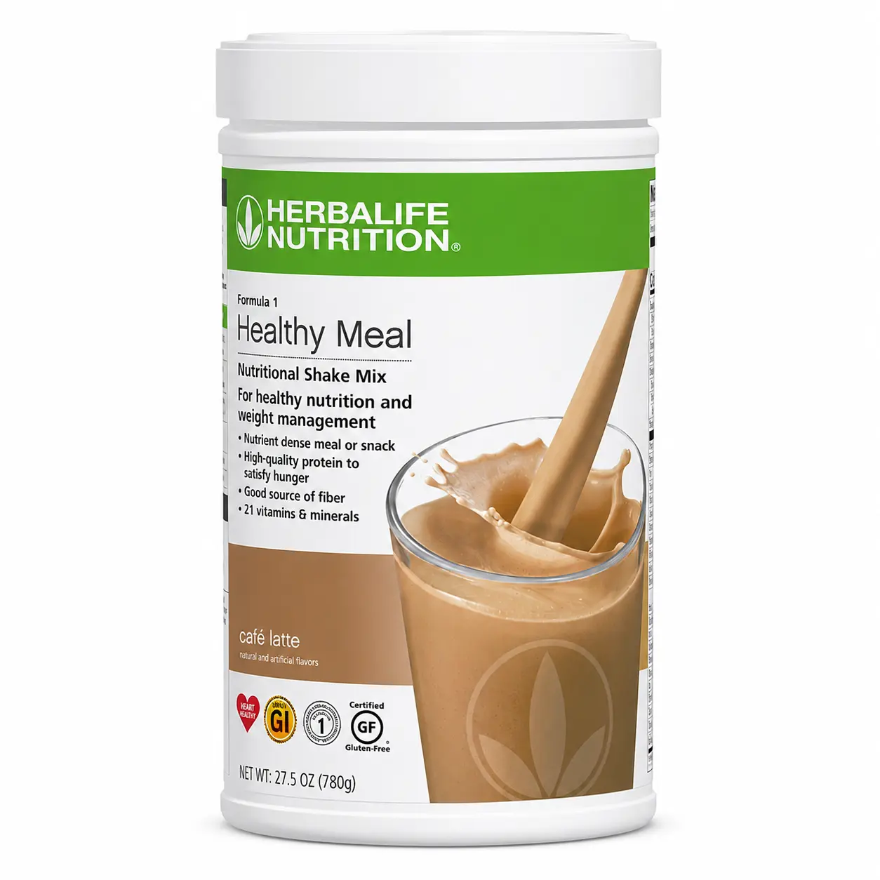Herbalife Formula 1 Healthy Meal Nutritional Shake Mix Café Latte 780 g Gluten Free Protein Fiber Vitamins Café Latte Flavor Beverage