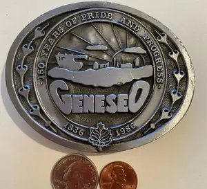 Vintage 1986 Belt Buckle, Geneseo, Pewter, Limited Edition,  Number 51 of 500, Heavy Duty, Fashion, Collectible, Belt Decor, Table Decor