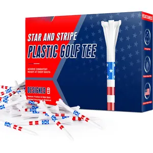 5 Prongs Plastic Golf Tees 100 Pack - Star and Stripe Marking System Golf Plastic Tees - Lower Friction and Longer Distance Golf Tees