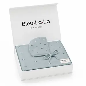 Bleu La La - Organic Pointelle Swaddle Blanket & Hat Set