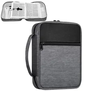 FINPAC Bible Cover for Men, Bible Carrying Case with Zippered Pocket and Handle, Church Bible Bag FathersDayGift