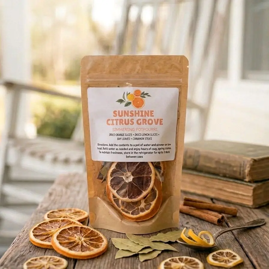 Sunshine Citrus Grove Simmer Potpourri - Dried Fruit Lemon Room Fragrance, Highly Fragrant Natural Spring Farmhouse Household Scented Freshener, Ideal Gift for Home Care Enthusiasts