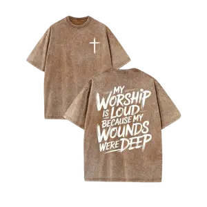 My Worship Is Loud Because My Wounds Were Deep Unisex Washed Christian Shirt, Christian Scripture T-Shirt, Vintage Retro Washed Shirt Double Sided Printed