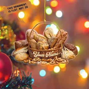 Personalized Bakery Baguette Christmas Ornament, Bread 2D Flat Ornament, Bread Lovers Gifts