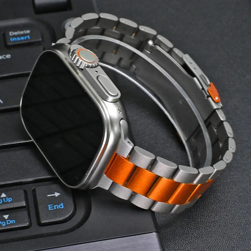 Business Titanium Strap for Apple Watch Ultra 2/1 49mm 10 46mm, Smart Watch Band for iWatch Series 9 8 7 6 5 4 SE 45mm 44mm, Men Band, Smartwatch Strap, Smart Watch Straps, Smartwatch Accessories
