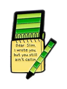 Fashion Quote Notebook Brooch Pin, Zinc Alloy Cartoon Design, Creative English Letter Jewelry, Casual Style, All Seasons, Durable Metal Pins