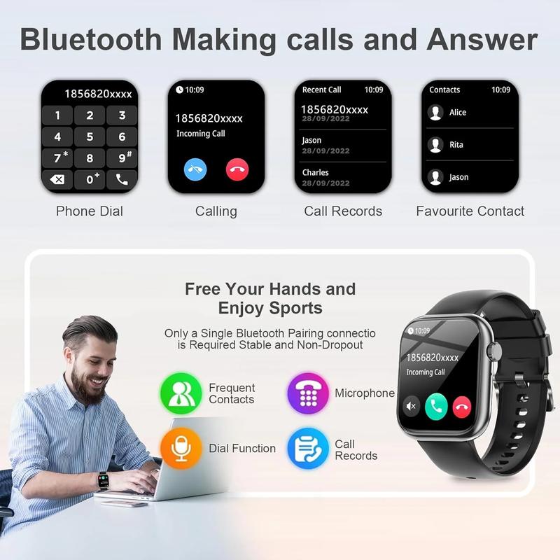 Fruit Intelligence Smart Watch Answer/Make a Call Bluetooth Smart Watch for IOS Android Men'S and Women'S Watch Black Fruit intelligence
