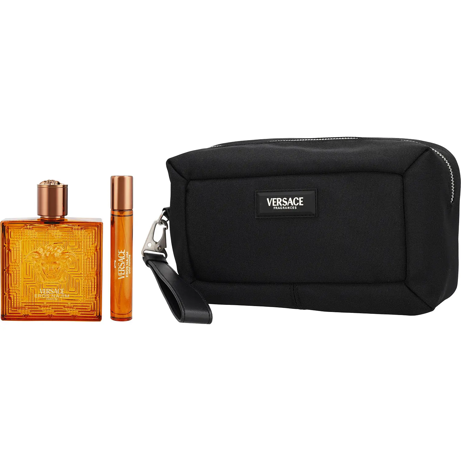 Versace Eros Najim Set-Parfum Spray 3.4 Oz & Parfum Spray 0.34 Oz & Bag For Men