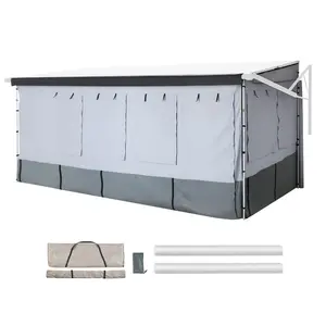 VEVOR RV Awning Sun Shade Room - Compatible with 18 -19 ft Awnings, RV Awning Sun Shading Room with Door Ventilated Mesh Windows, Sunproof Windproof Three-Sided Enclosure Tent for RV Camping