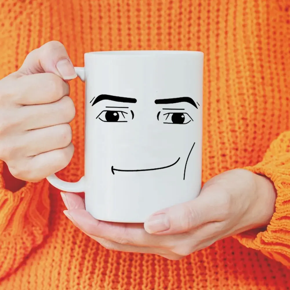 Roblox Man Face Mug 11Oz Ceramic Mug, Gamer Roblox Face Mug, Gamer 15Oz Mug ,White Ceramic Coffee Tea Mug Cup