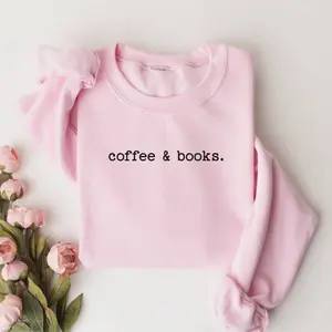 Coffee and Books Sweatshirt – Cute Book Lover Crewneck, Teacher Back to School Gift, Book Club Aesthetic Pullover