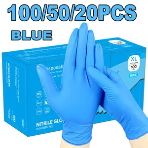 100/50/20pcs Blue Nitrile Gloves, Lightweight Comfortable, Home Use, Bathroom Cleaning, Tattoo, Hair Care, Multi-Functional Household Clean Gloves, Multi Purpose Glove