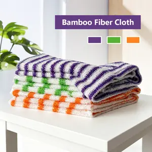 3/5/10 pack, bamboo fiber dishcloth, household kitchen absorbent, not easy to shed, rag degreasing towel, housework cleaning, rag towel