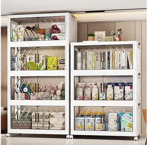 Rolling 4-Tier Stackable Storage Bins – Plastic with Magnetic Closure