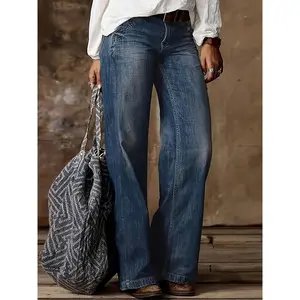 【 Plus Size 】 Solid color denim stretch jeans, fashionable casual button fly stretch jeans, suitable for daily outdoor wear, all season women+clothingRAIMENTRY