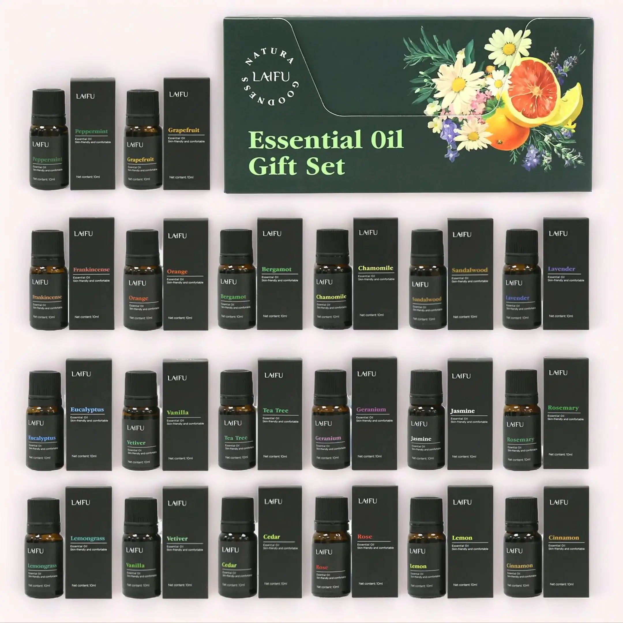 Aromatherapy Essential Oil Set - 20x10ml Water-Soluble Oils (Rose, Vanilla Scents, Lavender, Basil), Customizable Scent Layering, Home Apothecary Supplies for Humidifier, Soap Making, Candle Making, Selfcare
