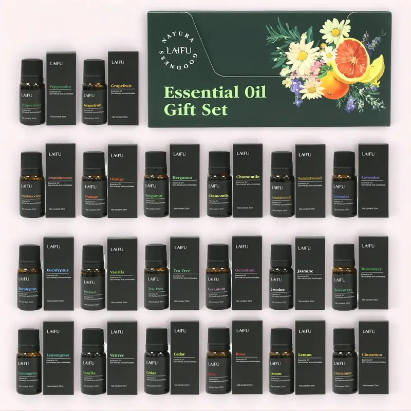 Aromatherapy Essential Oil Set - 20x10ml Water-Soluble Oils (Rose, Vanilla Scents, Lavender, Basil), Customizable Scent Layering, Home Apothecary Supplies for Humidifier, Soap Making, Candle Making, Selfcare,back to school,back to school haul