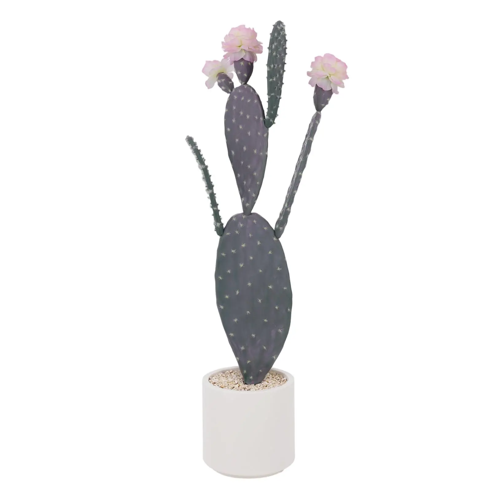 Artificial cactus in a pot, 86 x 18 cm, artificial cactus plant with stone and pink flower & fruit, decorative desert cacti, plastic succulent plants for office, living room, home decoration