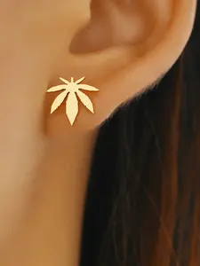 Maple Leaf/weed Leaf Stud Earrings, Trendy Streetwear Jewelry, Perfect for Daily Wear, Unique Design Accessories