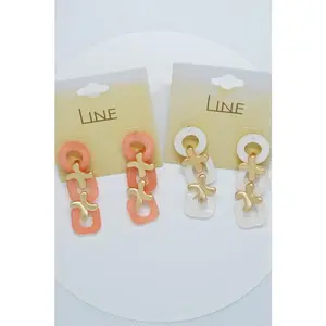 Link Resin Dangle Earrings Gold Matte