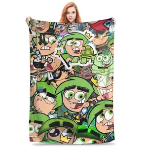Portable And Cozy Throw Blankets Featuring The Fairly Oddparents Design, Perfect for Home Or Office Use  Warm Haven Textiles