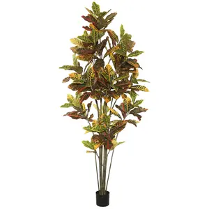 Vickerman TB170684 7' Artificial Potted Green & Orange Cronton Tree