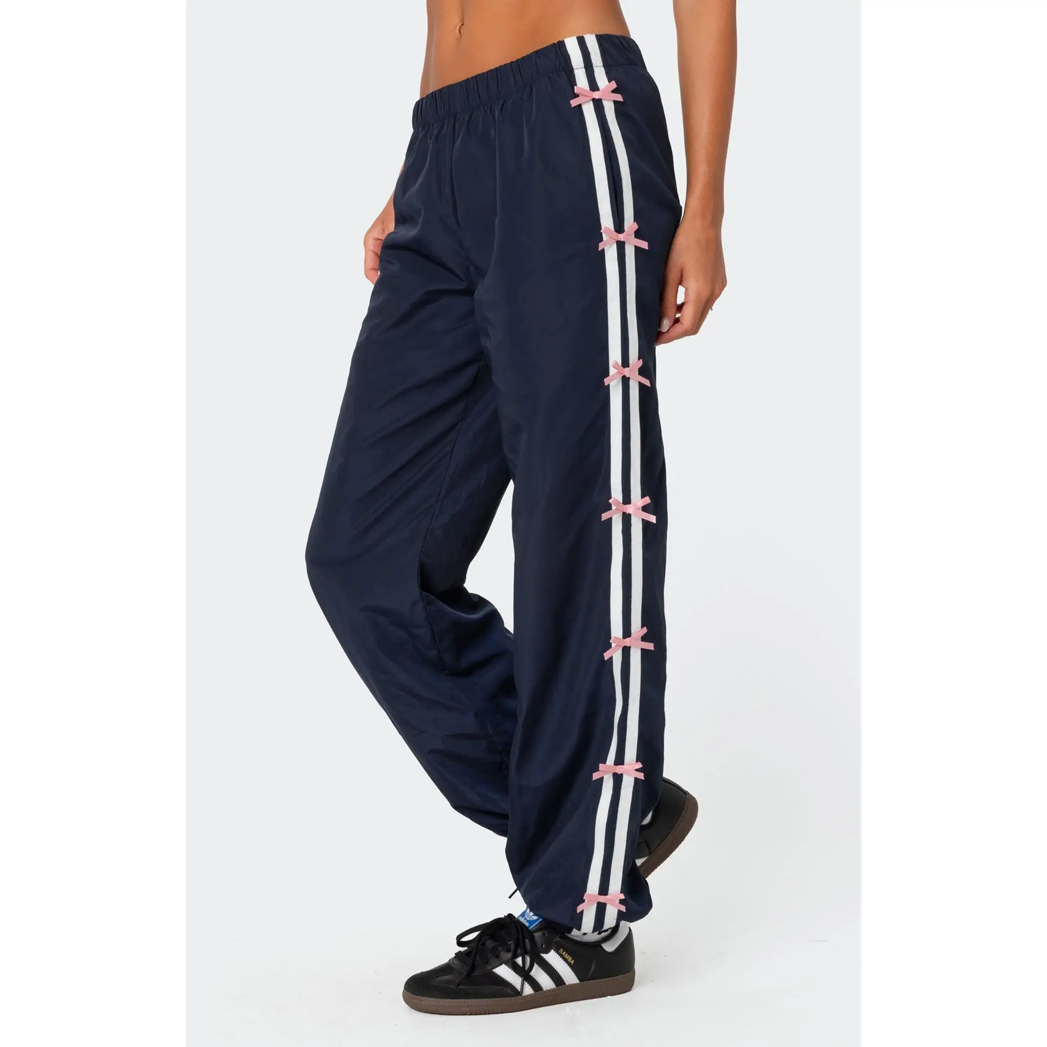 Edikted Women's Bow Stripe Nylon Track Pants