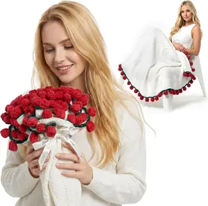 HUY HAPPY 99 Roses Bouquet Blanket Soft Floral Throw for Beach Picnic Camping Home Decor
