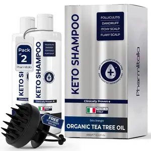 Pharmlitalia Scalp Psoriasis Shampoo - Anti-Dandruff & Antifungal Formula for Itchy Flaky Scalp - Clinically Proven for Seborrheic Dermatitis & Folliculitis Treatment