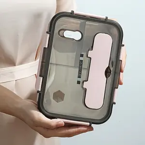 1pc, Lunch Box with Utensils, Travel Camping Food Container, Food Preservation Box, Student Lunch Box, Breakfast Box, Lunch Box, Dinner Box, Microwave Safe, Dishwasher Safe, And Freezer Safe