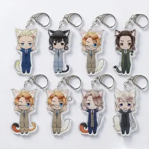 Hetalia Axis Powers Acrylic Keychain | Feliciano Ludwig Alfred | Cute Cat Ear Style Charm | Anime Fan Gift