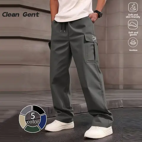 Clean Gent men's overalls, multi-pocket casual and comfortable trousers, all-season work trousers, suitable for outdoor sports and daily wear