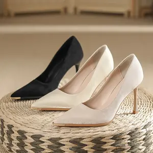 Women’s Pointed Toe Stiletto Pumps, Elegant High Heel Dress Shoes, Slip On Closed Toe Wedding Bridal Heels, Office Work Pumps for Women, Classic Party Evening Shoes, Comfortable Fashion Heels for Prom, Date, Business, Beige Black Ivory
