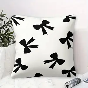 Bow Print Throw Pillow, Cute Bow Pattern Style, Soft Breathable Skin-Friendly, Decorative Cushion for Sofa and Bedroom, Suitable for All People, Ideal Gift Choice
