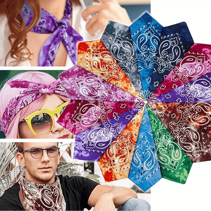 14PCS Paisley Print Bandanas for Men Women - Large Multicolor Scarves,Headbands Cowboy Hats - Soft Fabric,Versatile Fashion Accessories,Hair Bandana,Summer Headwear, Vibrant Scarf,Durable Headband, Head Wrap