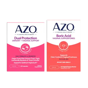 AZO Urinary & Vaginal Health Bundle - Boric Acid Suppositories + Dual Protection Capsules - Women's Wellness Bundle
