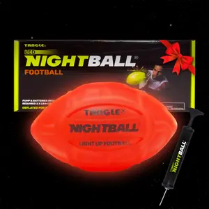 Nightball Light Up American Football - Red Glow in The Dark American Football - Glow Football for Kids 8-15 - Sports Gift Idea for Boys 8 9 10 11 12 13 14 15 - Gift Box and Pump Included