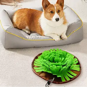 Snuffle Mat for Pets, Interactive Feed Game for Boredom, Enrichment Toy for Mental Stimulation, Grass Mat Lawn Grass Leaves Shape, Soft Fabric Crinkle Paper, Pet Supplies