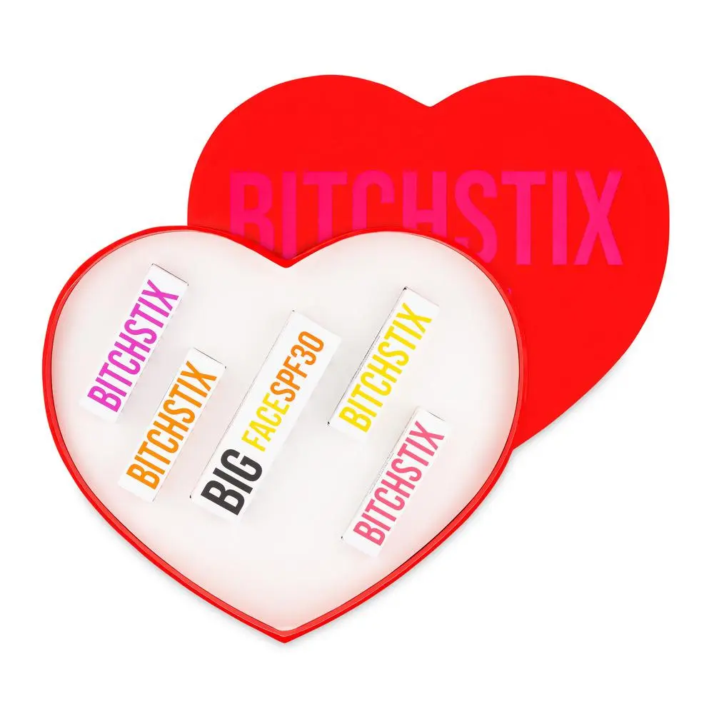 SPF 30 Lip & Face Gift Set - Limited edition heart box contains four of our best-selling SPF 30 lip balms and our SPF 30 Face Stix. Cruelty-free and manufactured in the USA