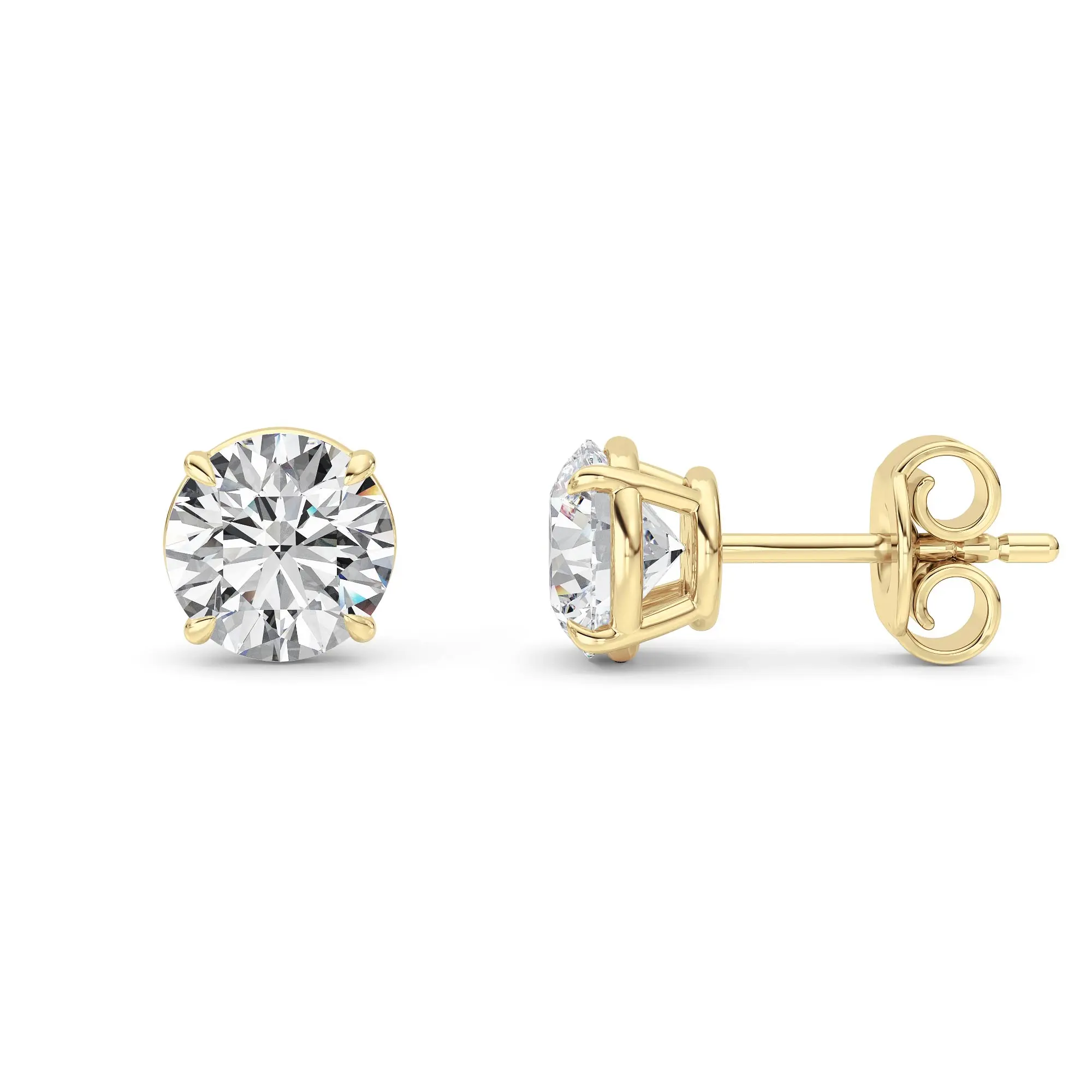 [IGI Certified] Perfect 4-Prong Lab Round Diamond Stud Earrings 0.5-2ct EF/VS Round Brilliant Lab Grown Diamond Stud Earrings - 14K Gold, Elegant Unisex Luxury Statement Jewelry for Birthday, Anniversary Classic Cut Diamond Studs