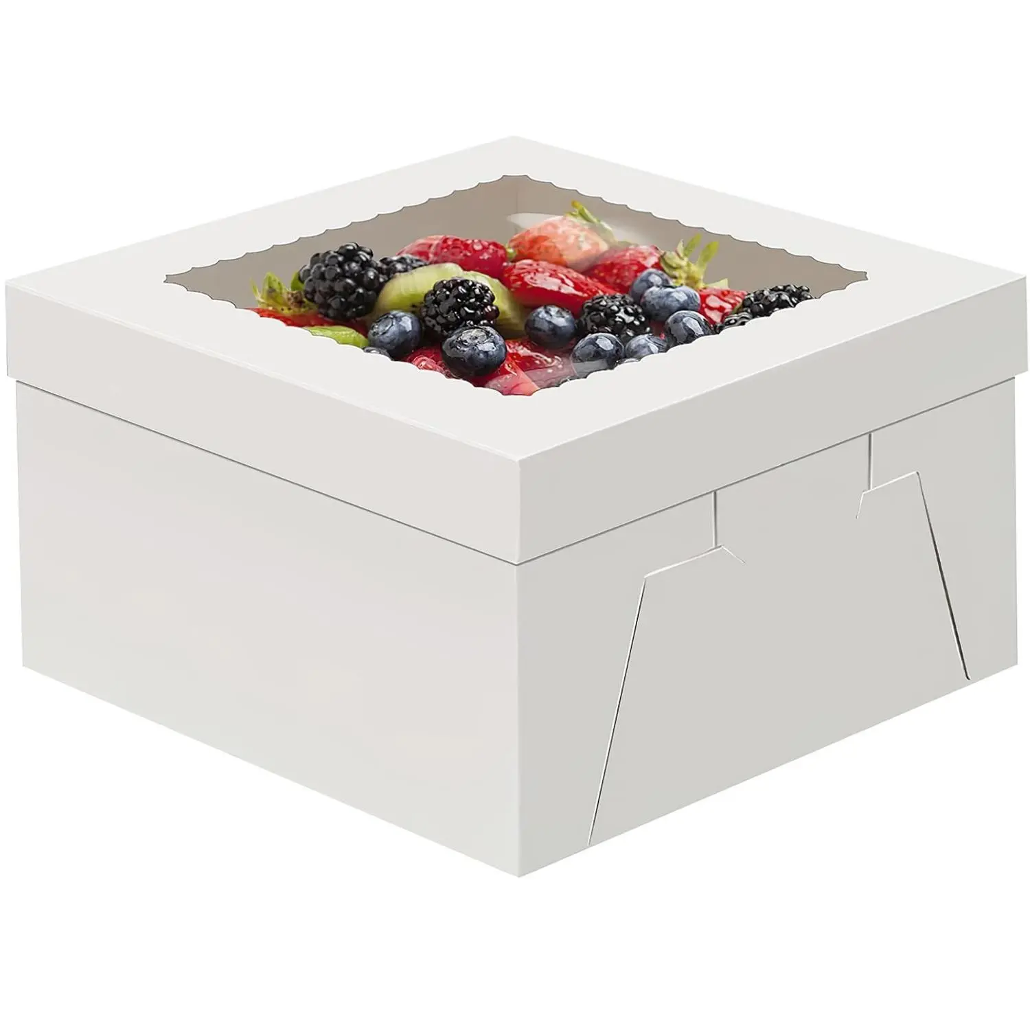 Cake Boxes 12 Inch, Disposable Cake Transport Container, Cake Carrier, White Cake Holder with Large Window, for Bakery Cookies Pies Cupcakes Pastry