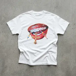 Diamond Teeth Cross Tee - Oversized Cotton Top with Boxy Fit, Comfortable Design for Women