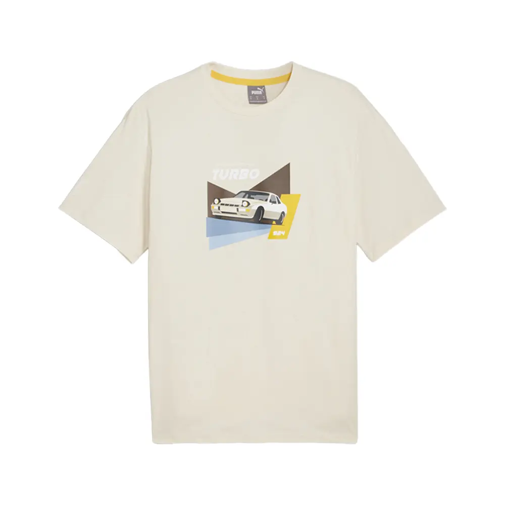 PUMA Mens Porsche Legacy 924 Graphic Crew Neck Short Sleeve Casual Tops Casual - Off White
