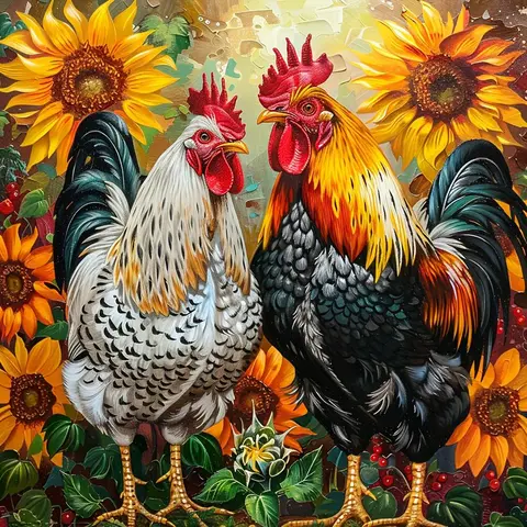 Rooster Pattern DIY Diamond Arts Colorful Painting Kit, Handicraft DIY 5D Diamond Arts Colorful Painting Kit for Home Bedroom Wall Decor, Diamond Painting Kits