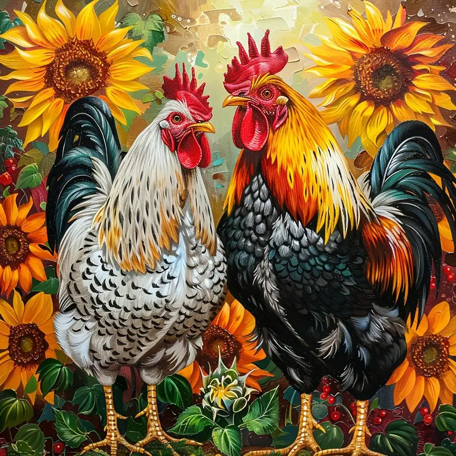 Rooster Pattern DIY Diamond Arts Colorful Painting Kit, Handicraft DIY 5D Diamond Arts Colorful Painting Kit for Home Bedroom Wall Decor, Diamond Painting Kits